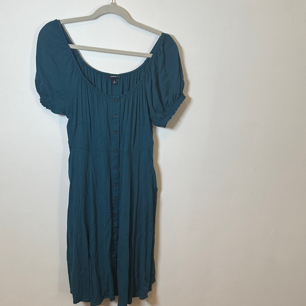Torrid Size 0 L Teal Mini Button-Down Women's Dress